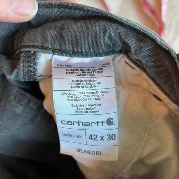 Carhartt mens relaxed fit 42x30 gray workwear pants utility duck canvas durable - Picture 3 of 4